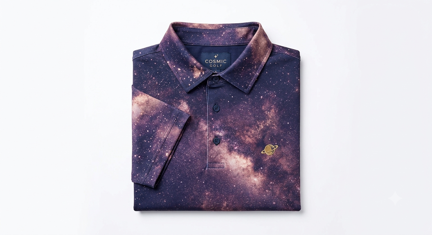 GalaxyWear_Image_03 — folded nebula print polo