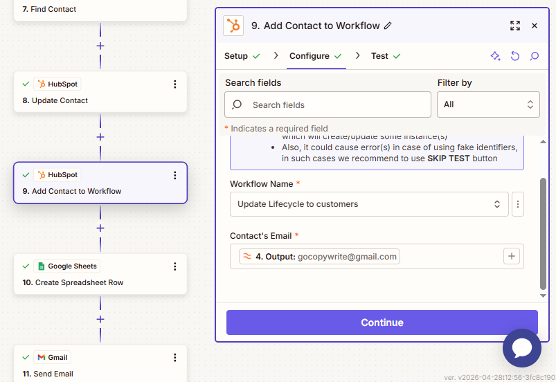 Zapier workflow update