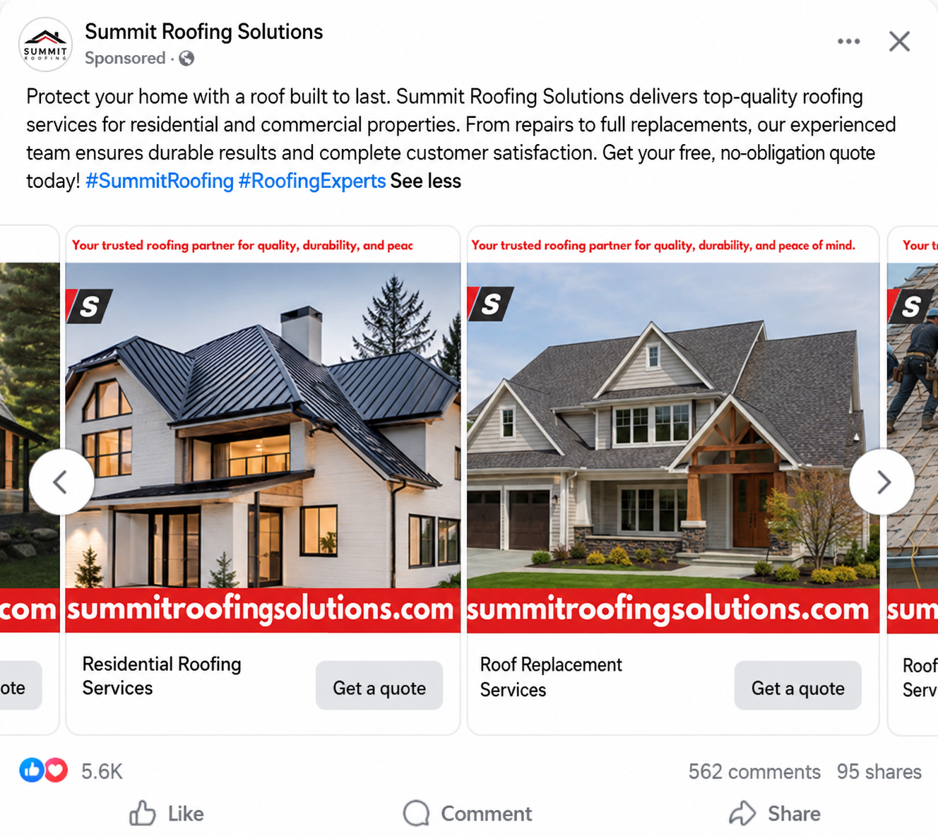 Summit Roofing - Live Meta Ad